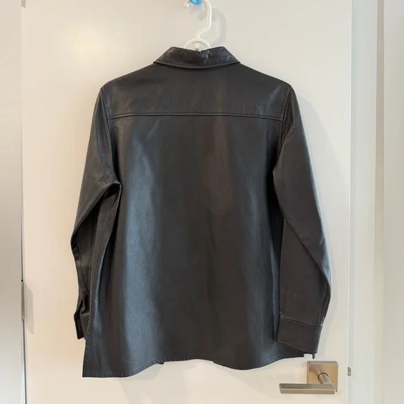 Lafayette 148 New York Black Leather Shirt - Picture 3 of 3